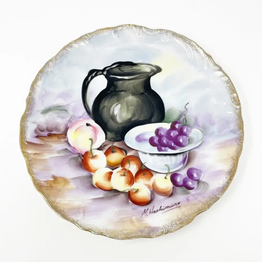 Ucago M. Hashimura Signed Italian Bistro Hand Painted Plate Ceramic Japan MCM‎